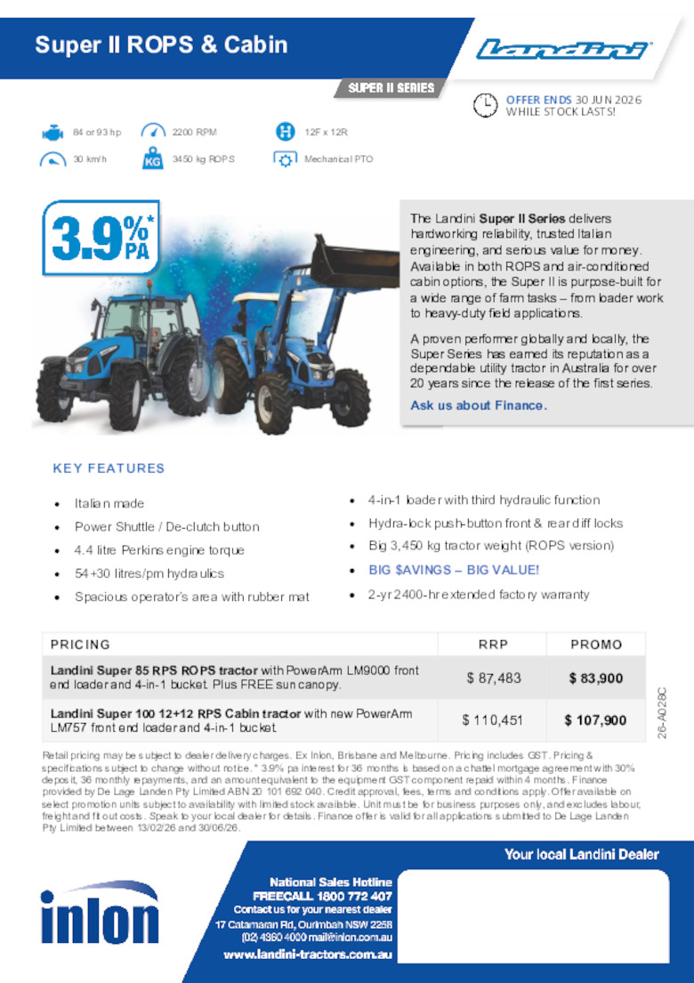 26-A028C Landini Super II Promotion oe 30.06
